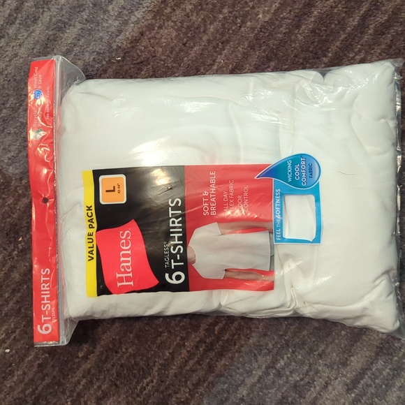 Hanes Shirts Hanes Mens Value Pack White Crew Tshirt Undershirts 6